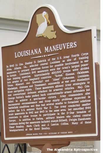 Louisiana Maneuvers sign, outside Hotel Bentley, downtown Alexandria Louisiana