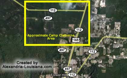 Satellite image of the Camp Claiborne Louisiana area, courtesy of Google Maps