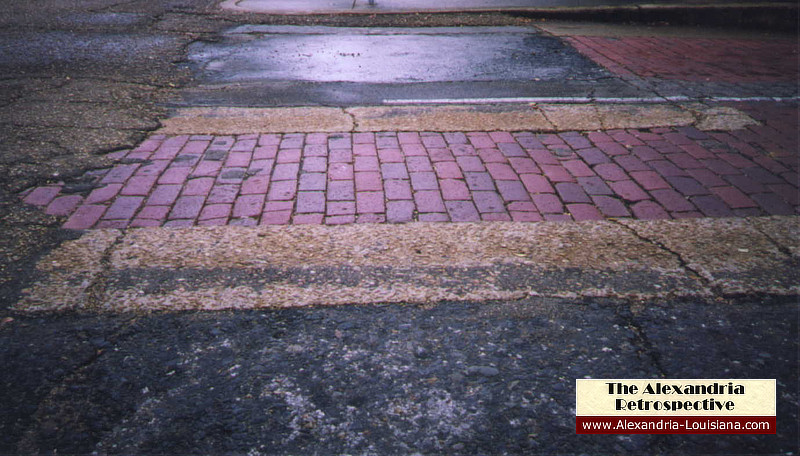 Evidence of streetcar tracks still visible in Alexandria, Louisiana, circa 2000 