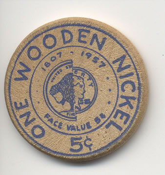 Alexandria Louisiana Sesquicentennial Wooden Nickel ... 1957