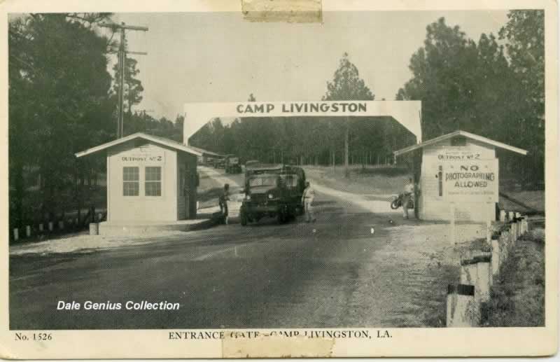 U.S. Army Camp Livingston entry gate during World War II