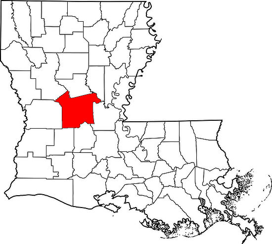 Map showing the location of Rapides Parish in the State of Louisiana
